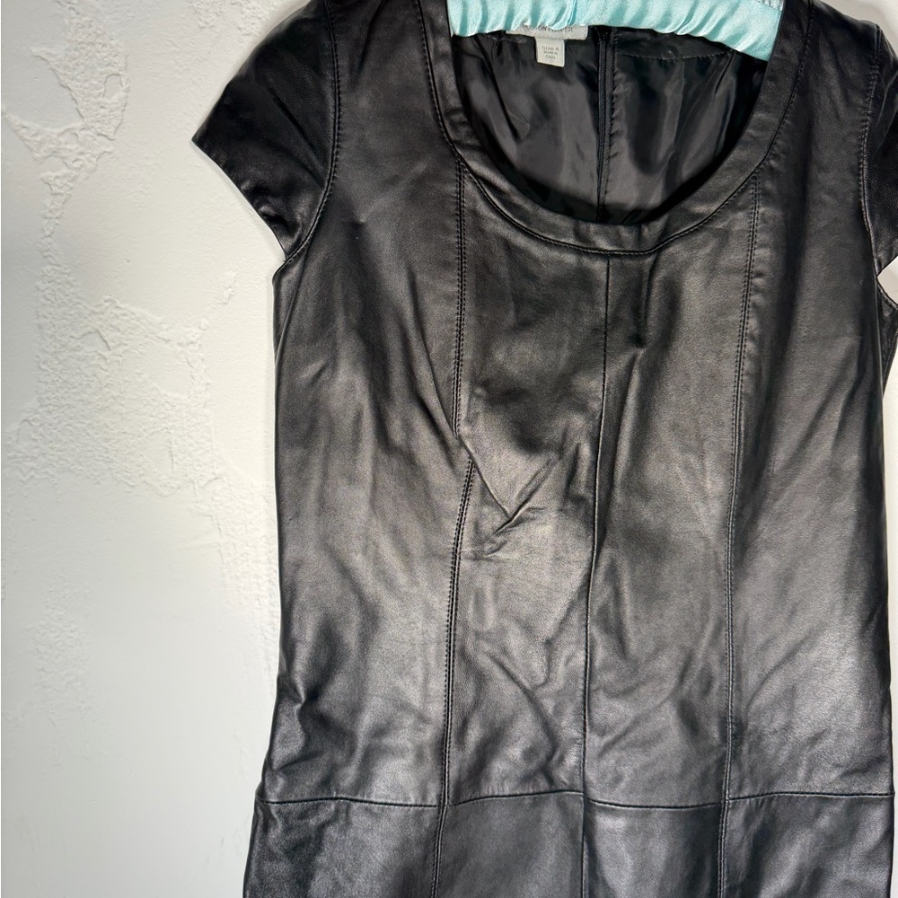Boston Proper Black Leather Like  Mini Dress - Picture 6 of 15
